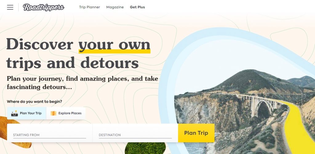 Roadtrippers website homepage