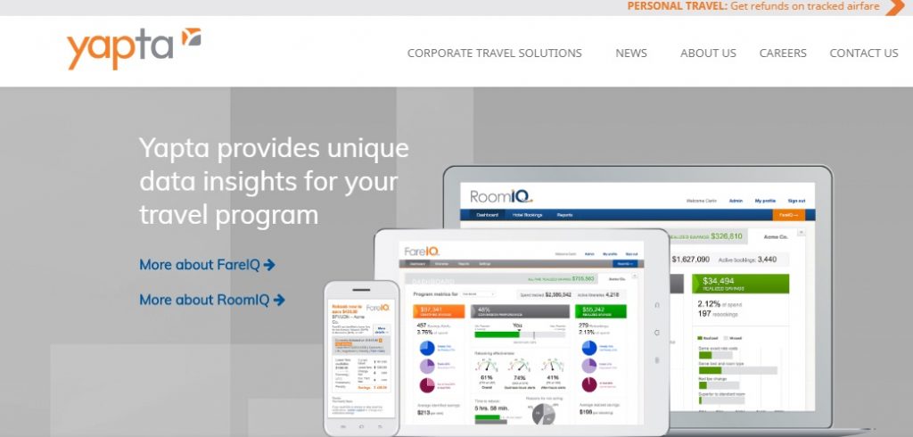Yapta website homepage