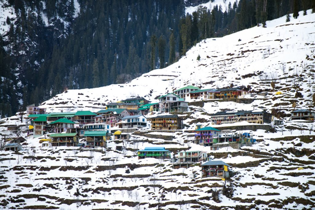 Snow Mountain Houses in Shimla, India