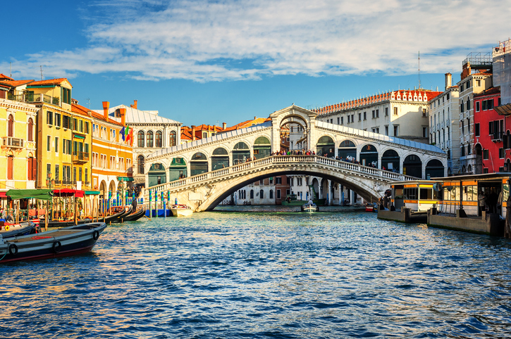 The Grand Canal and Rialto bridge, Venice, Italy