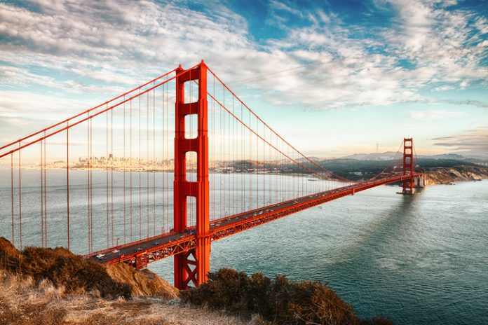 famous Golden Gate Bridge, San Francisco at night, USA, Game