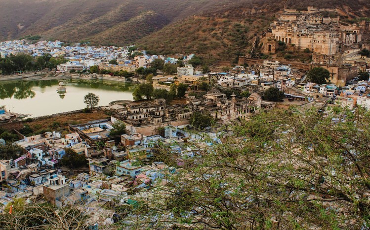 Landscape shot of Bundi town in Rajasthan, Northwest India.