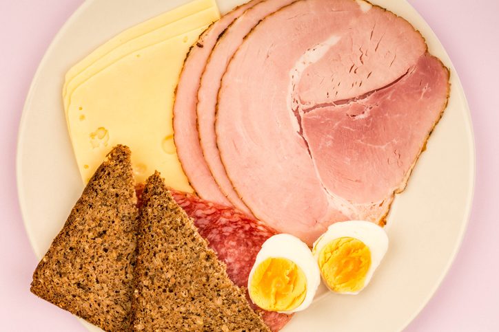 Danish breakfast Denmark Breakfast of Cold Meats and Egg With Rye Bread Ham Salami and Cheese