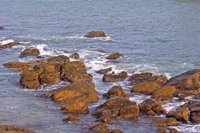 Rock in the Indian ocean in Kanyakumari