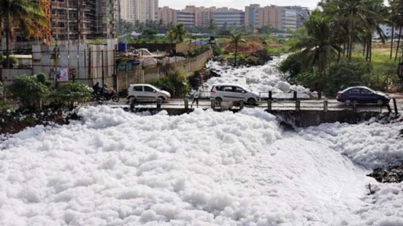 Massive foaming in Varthur lake due to pollution and toxic waste says there is a need for lake conservation