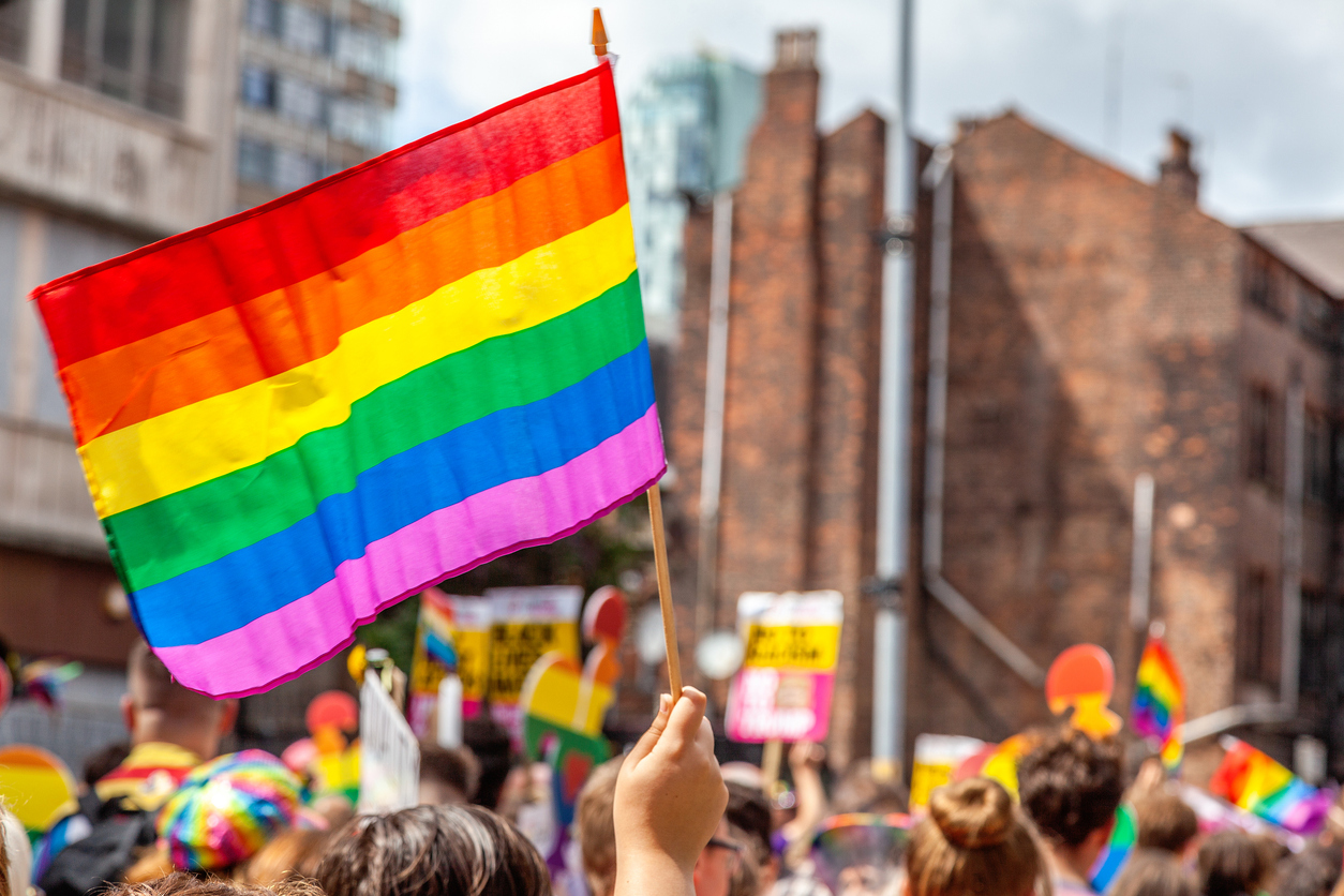 Pride parade flags for the LGBTQIA pride parade