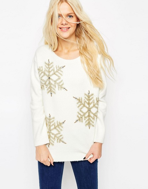 Ladies white christmas outlet jumper