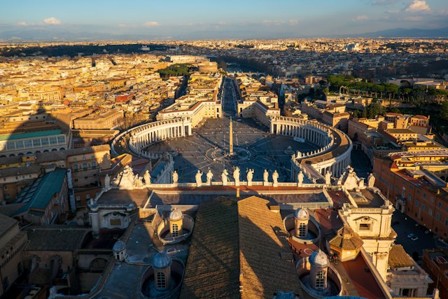 The magnificent view of St. Peter's Square from Michaelangelo's dome, smallest countries