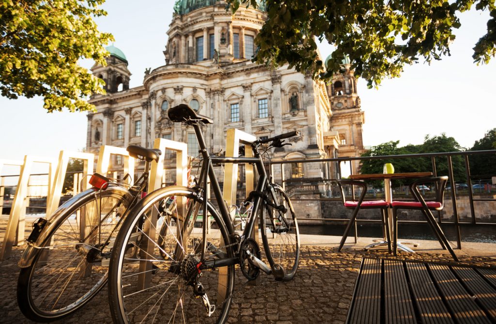 two bicycles in Berlin, city commuting, vegan-friendly cities