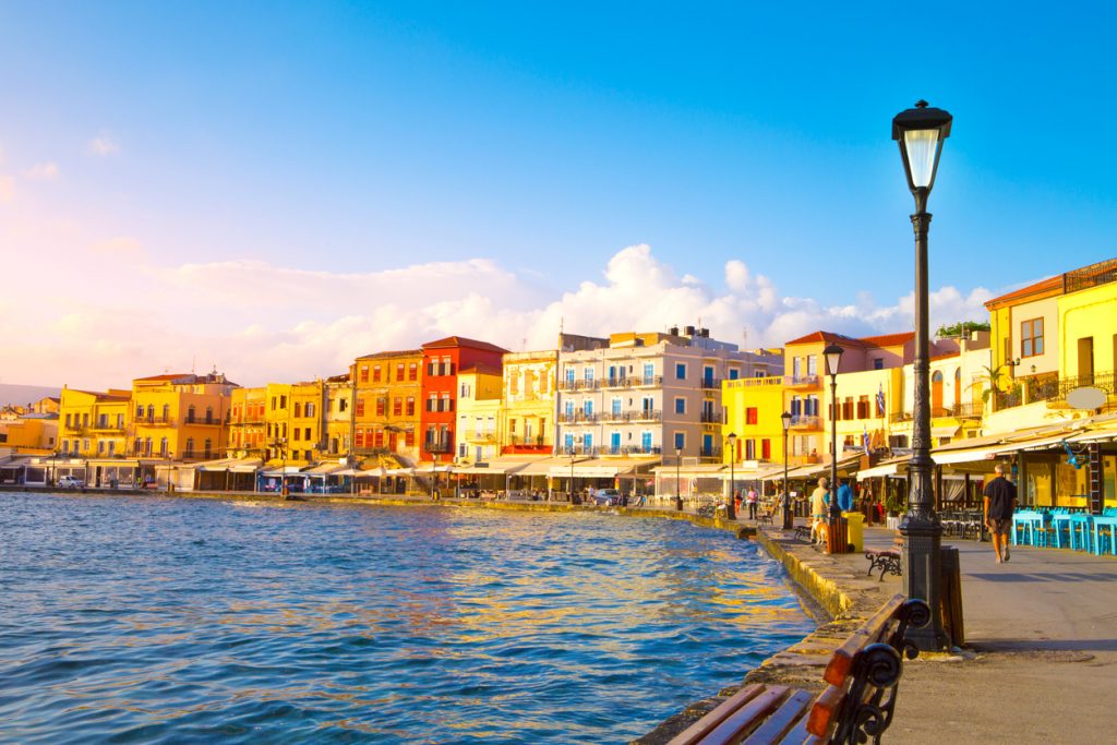 View of the old port of Chania, Crete island, Greece