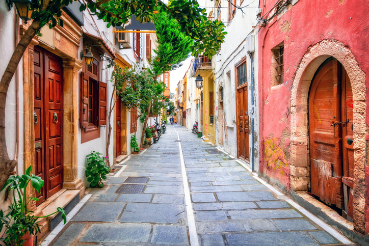 Charming streets of old town in Rethymno, Crete places to see in crete