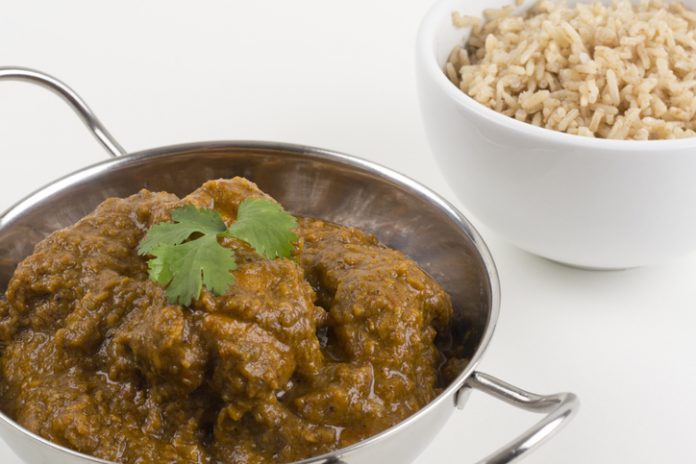 Goan chicken chacuti served with pilau rice.