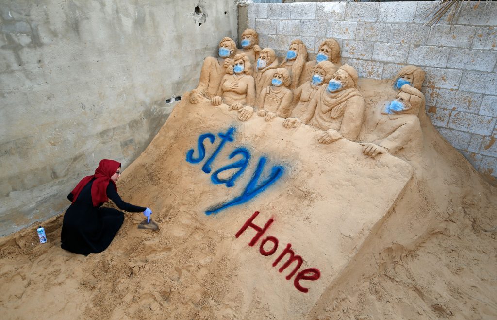 Sand sculpture in Gaza City