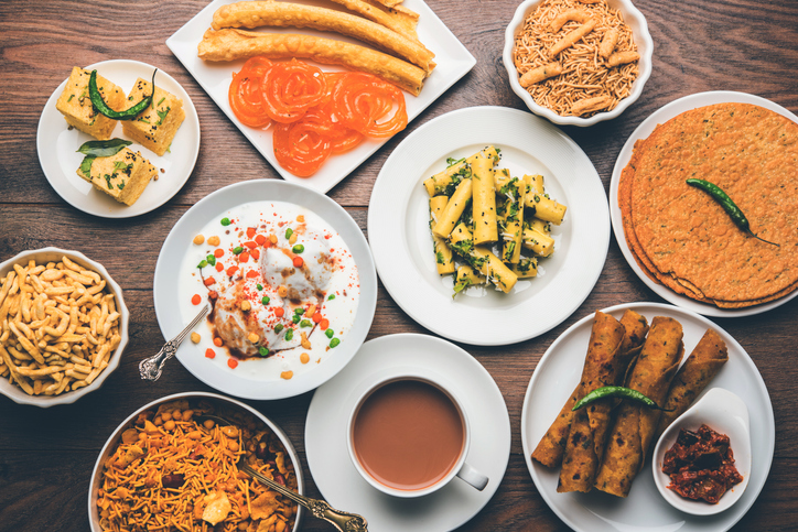 An array of healthy Indian snacks