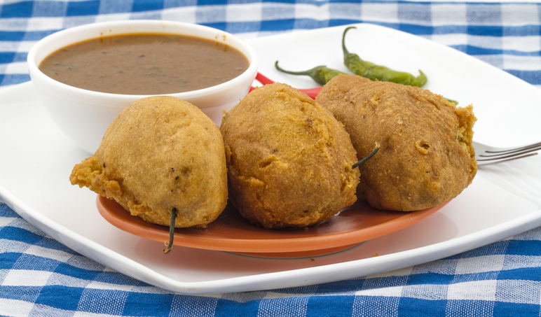 Indian breakfast, mirchi vadas from Rajasthan