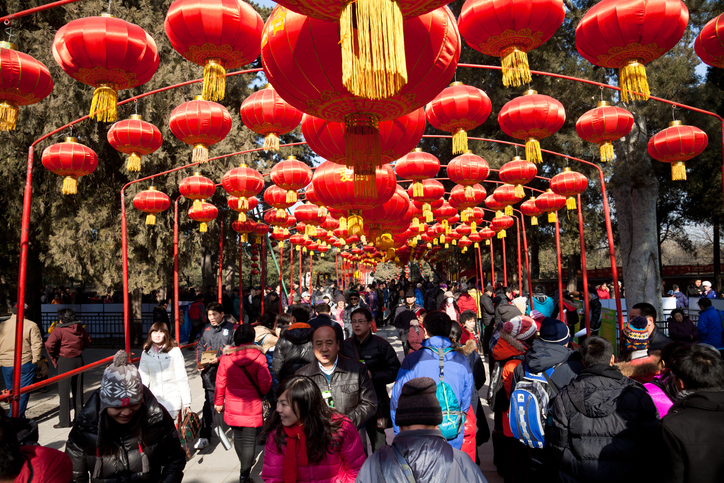 Beijing, China - January 27, 2012: Visitors enjoy the Spring Festival Temple Fair at Summer Palace, for the celebrations of the Chinese New Year.