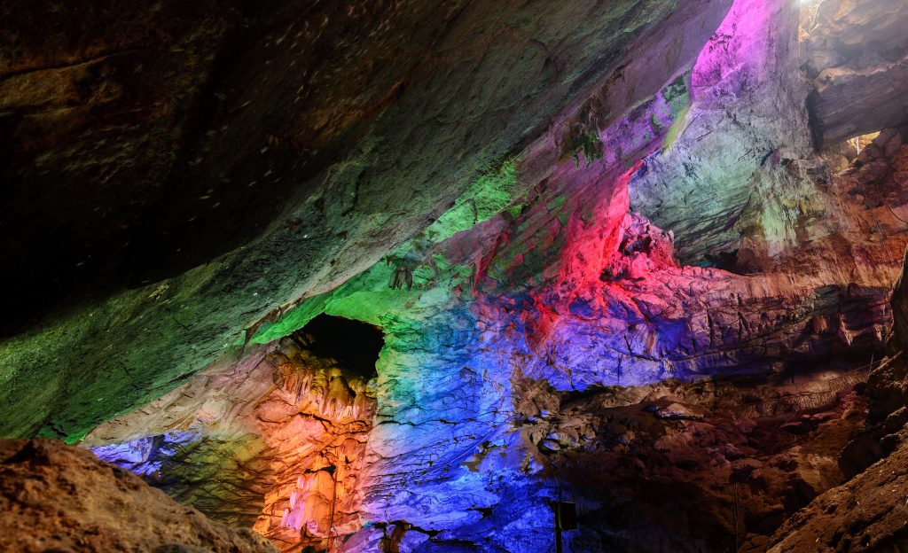 The colorful Borra Caves are located on the East Coast of India