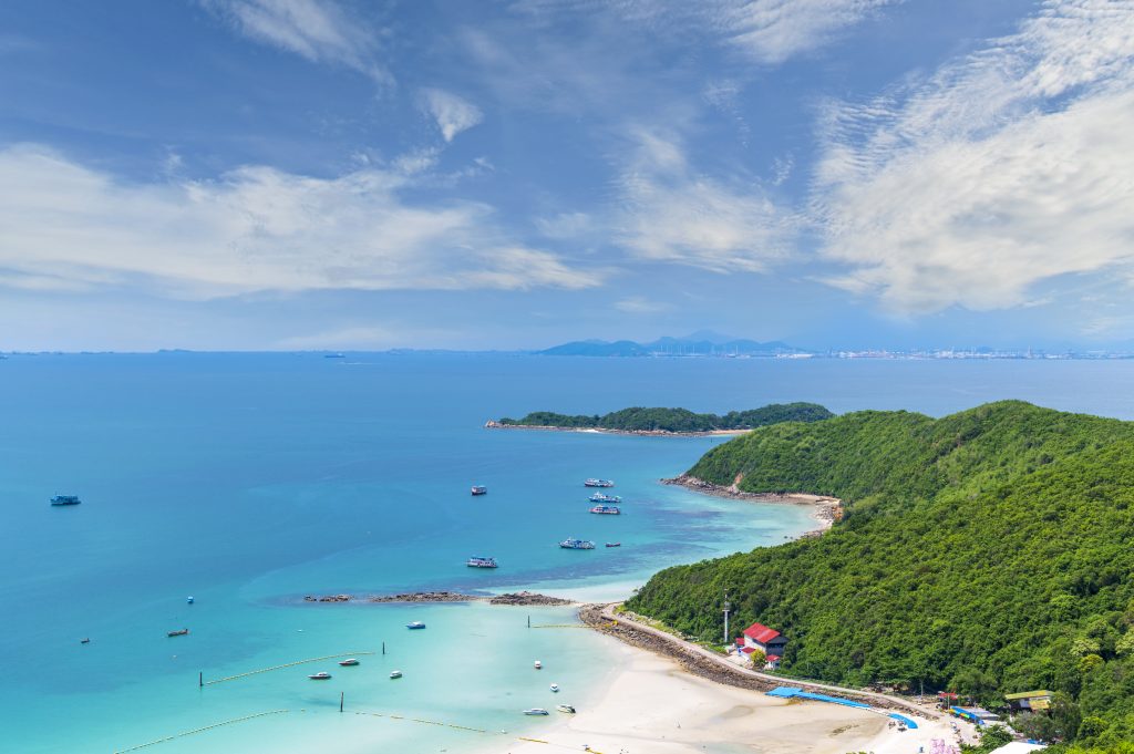 Tropical white sand beach and sea at Tawaen Beach on larn island