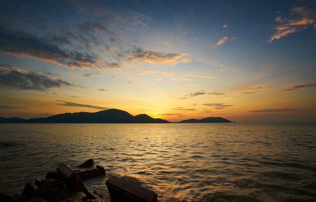 Sunset on seaside in Pangkor island. 