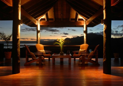 Outdoor seating area of hotel Emaho Sekawa, Fiji, South Pacific