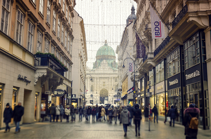 Kohlmarkt a shopping street in Vienna at Christmas