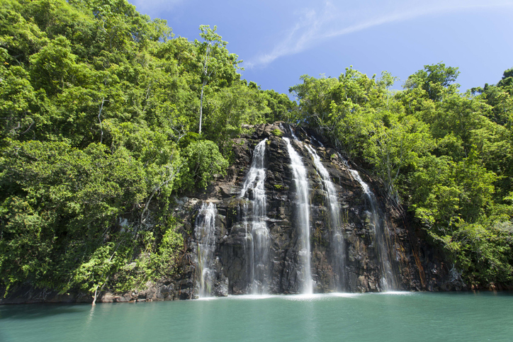 Breathaking view of Kahatola Waterfall in Ternate. It is in the Maluku Islands (Moluccas) of eastern Indonesia. It is off the west coast of the larger island of Halmahera.