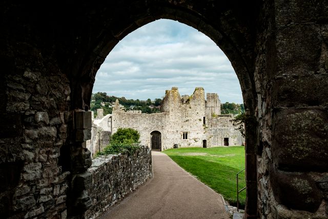 Chepstow Castle exterior facade, Norman,