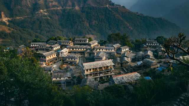 Captivating aerial view of traditional village.