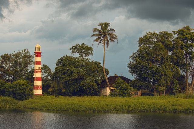 Lighthouse amidst greenery in Kerala