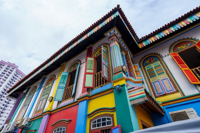 colorful eye catching buildings in little india