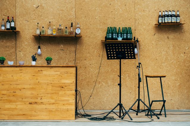 rustic setup is highlighted by wooden sculptures at the pub
