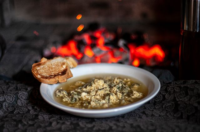tasty Scottish chicken soup with leeks and prunes