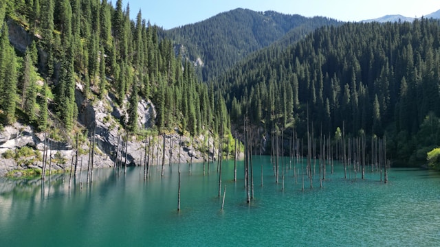 beautiful lake kaindy Kazakhstan
