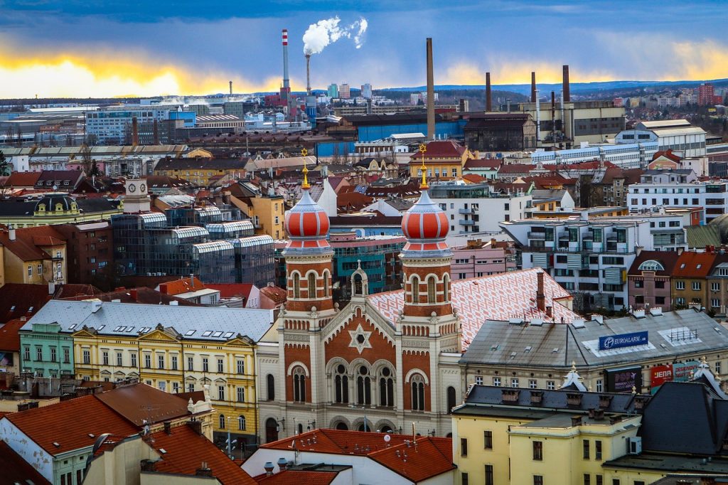 Plzeň's primary attractions include St. Bartholomew's Cathedral