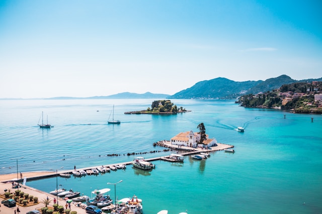 aerial view of corfu island