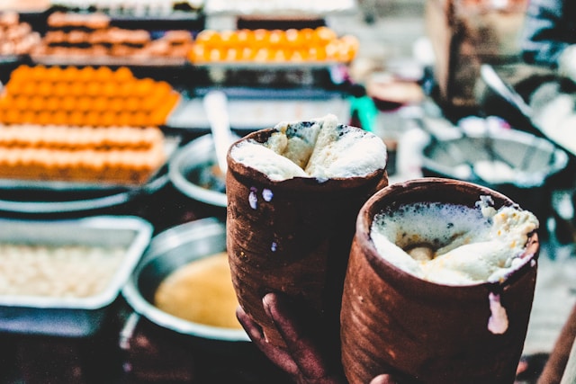 creamy-based drink made with curd, khoya, cream and various nuts. 