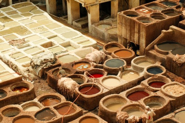 Traditional medieval methods of dying and making leather products.