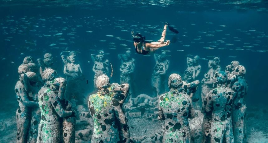 The famous underwater sculpture park off the coast of Gili Meno