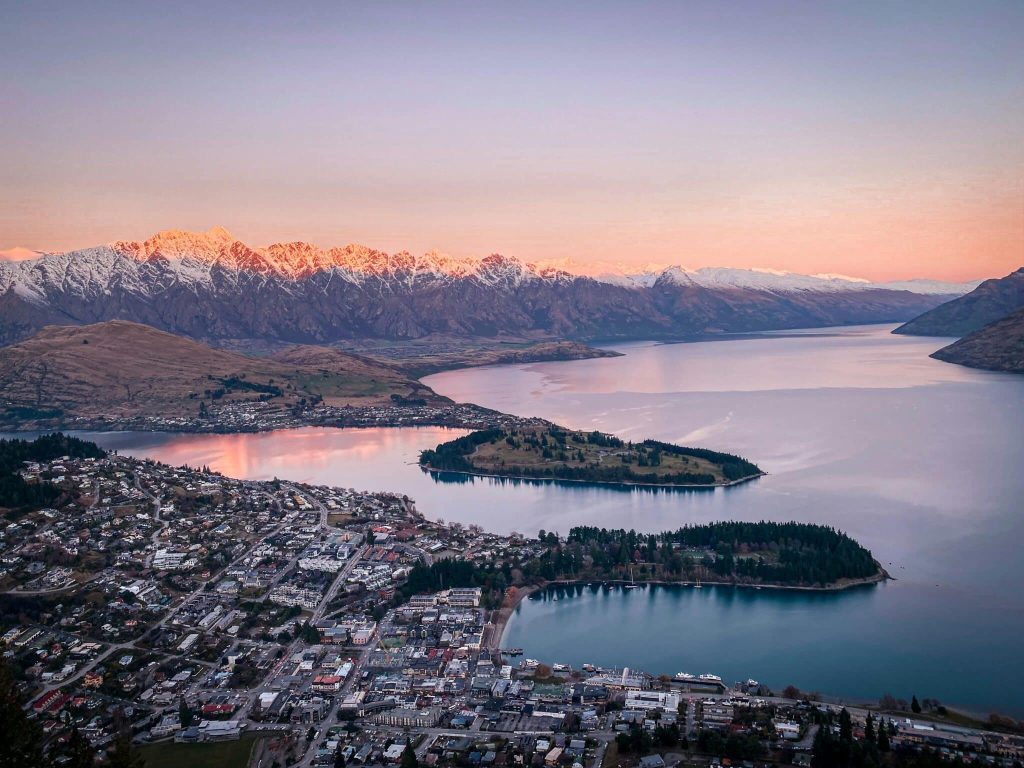 sunset views in the small city of Queenstown.