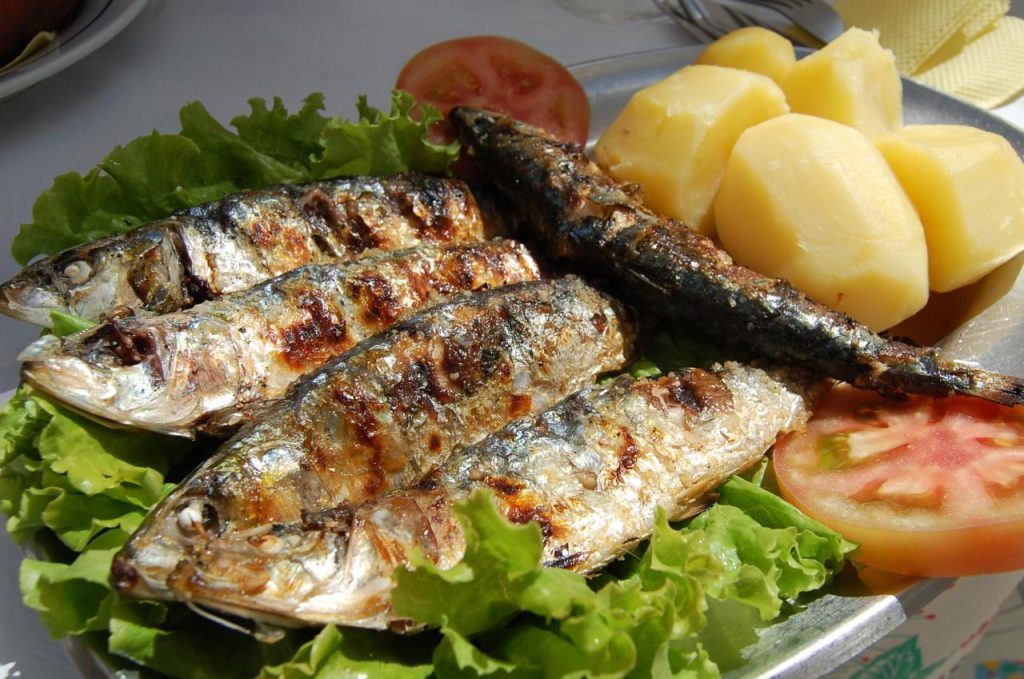 tasty freshly grilled sardines