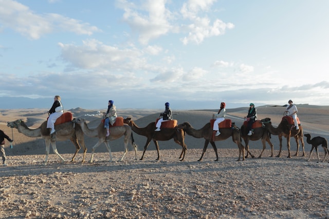 tourists enjoying desert adventure at Agafay Desert