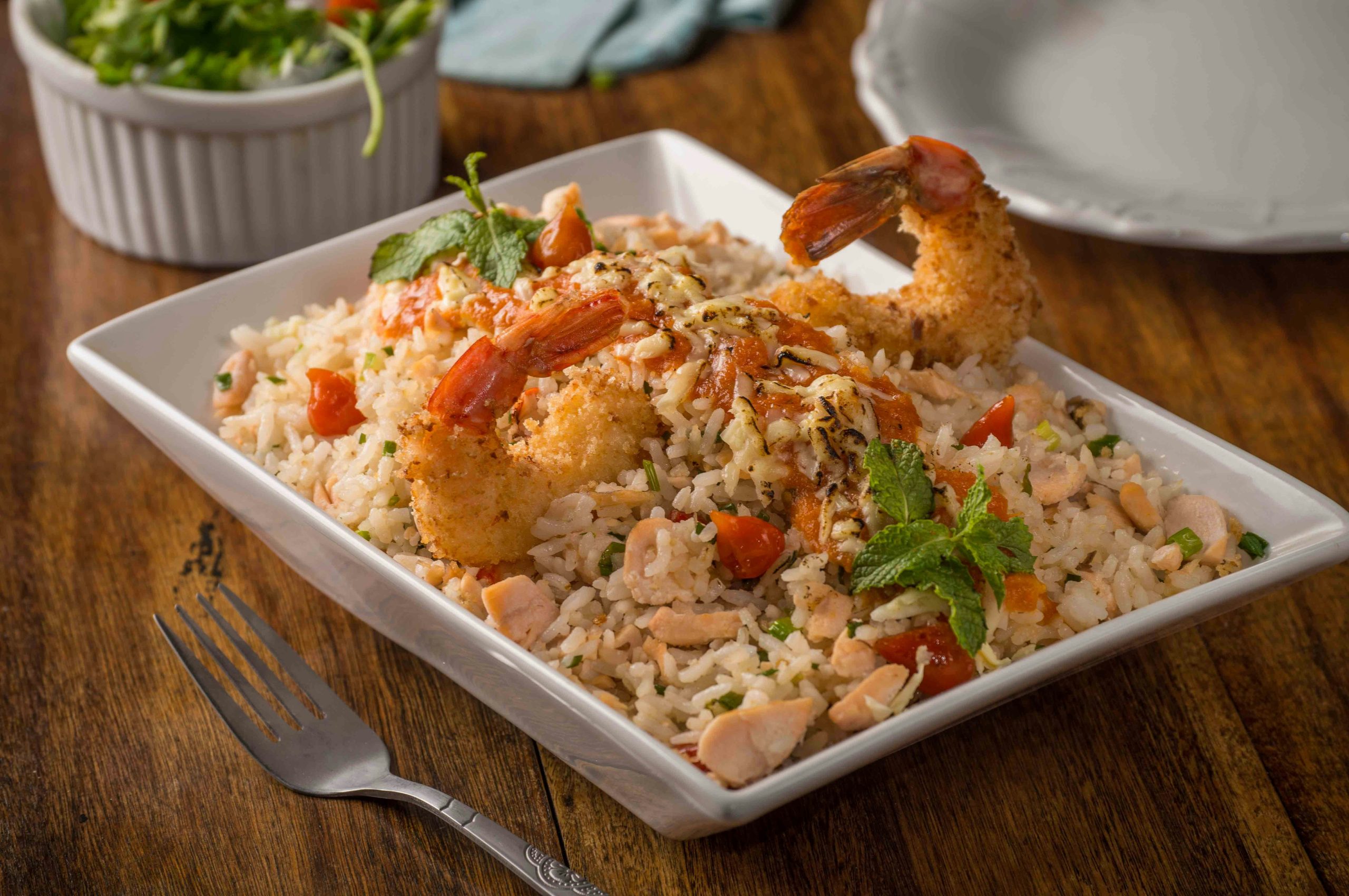 variety of seafood like lobster, clams, mussels and shrimps in a tomato/garlic based sauce.