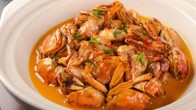 Mouthwatering roasted crab.