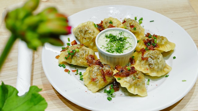 Traditional German dumpling similar in appearance to ravioli. 