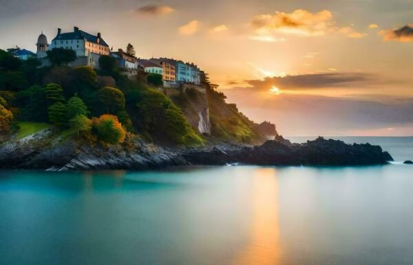a-beautiful-sunset-over-a-small-town-on-the-coast-ai-generated-free-photo Guernsey