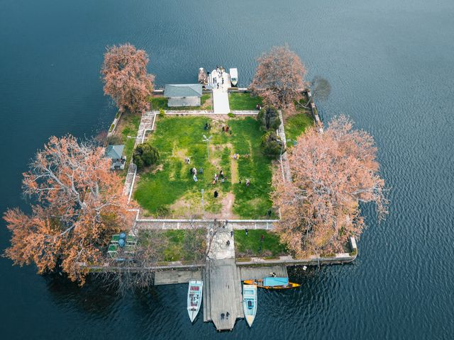 famous Chinar trees in the middle of the lake.