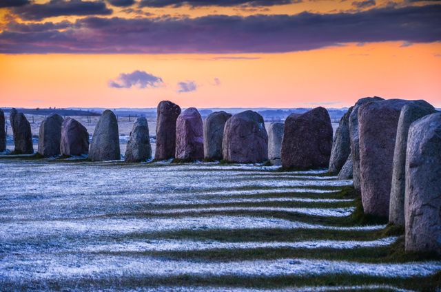 Stonehenge at sunset.