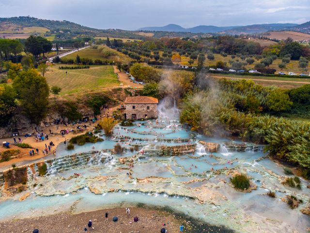 aerial view of Saturnia hot springs